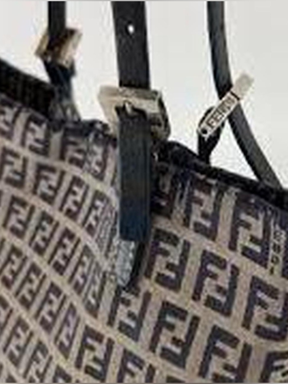 Fendi Vintage FF Zucca Jacquard Tote Bag Blue Leather Trim - Picture 6 of 10